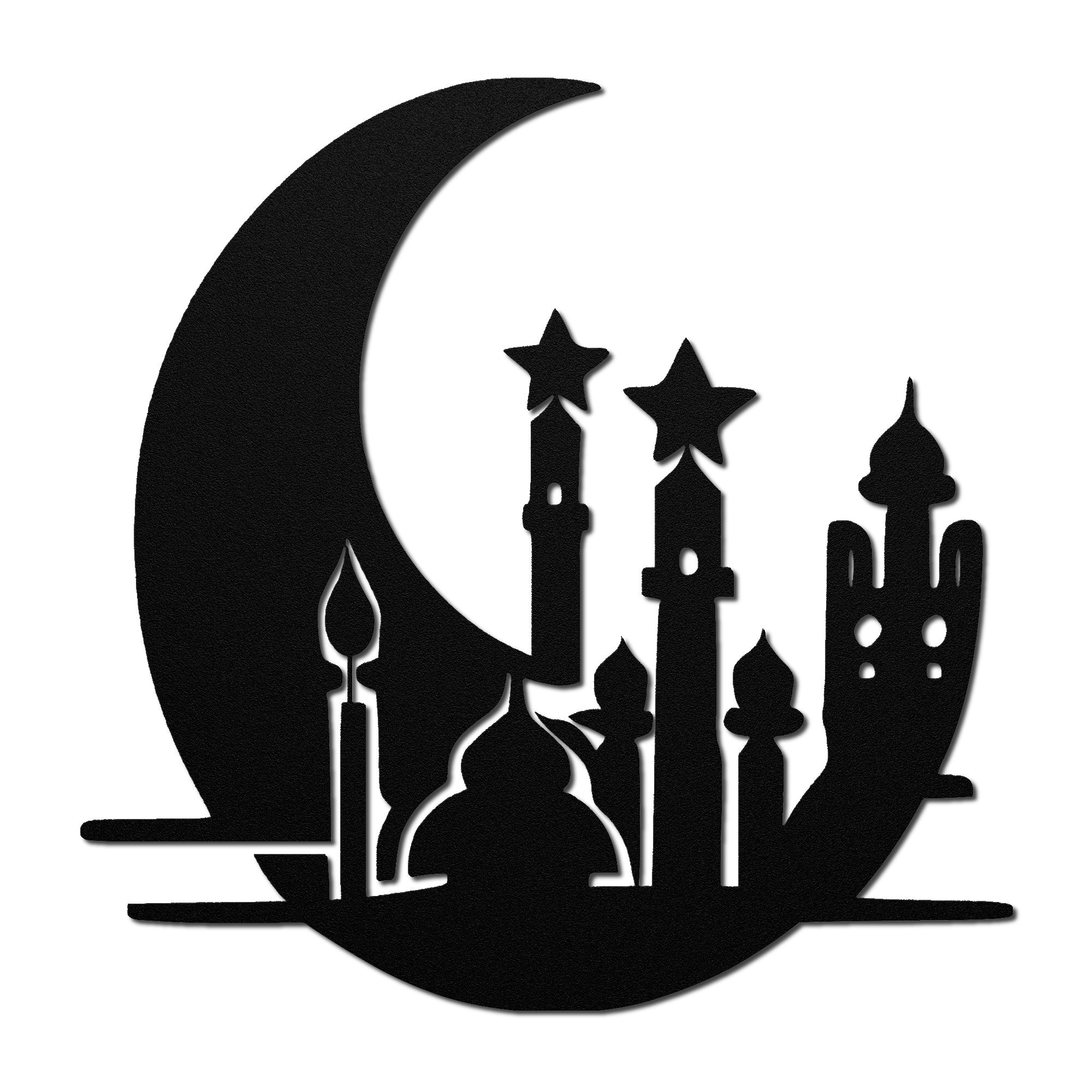 Moonlit Mosque and Stars Metal Wall Art